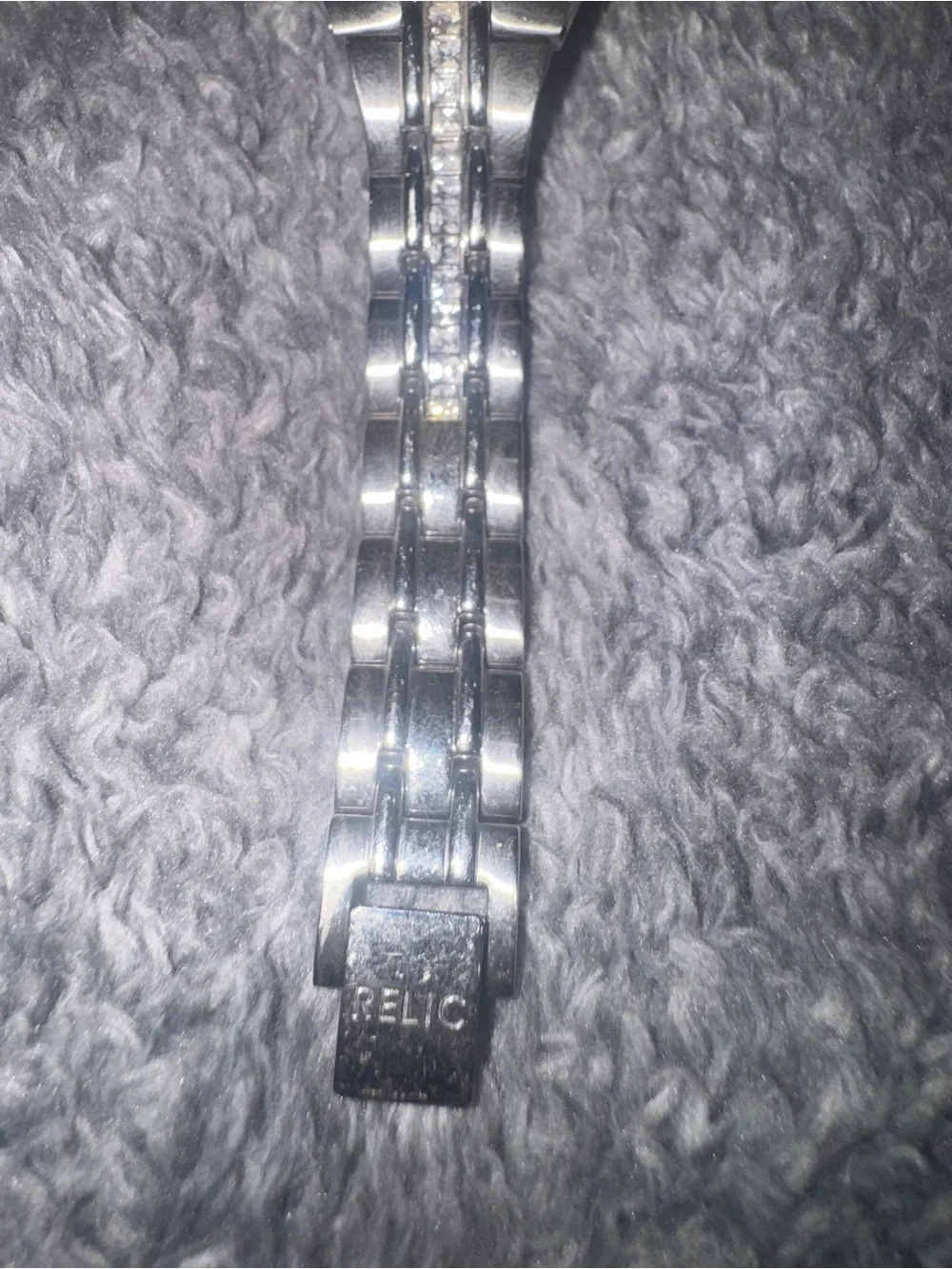 Relic Silver-Tone Bracelet Watch with Crystal Accent